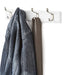 Quality Heavy Duty 4 Double Coat Hooks Wall Or Door Mountable White Wooden Board -