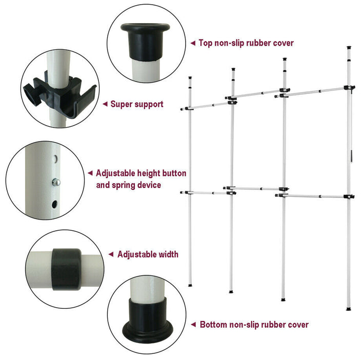 Triple Telescopic Wardrobe Organiser Hanging Rail Clothes Rack Adjustable Storage -