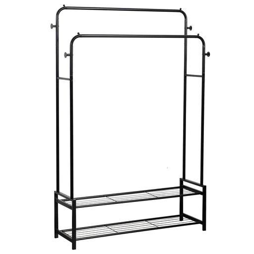 Freestanding Double Clothes Rail with Shoe Rack -