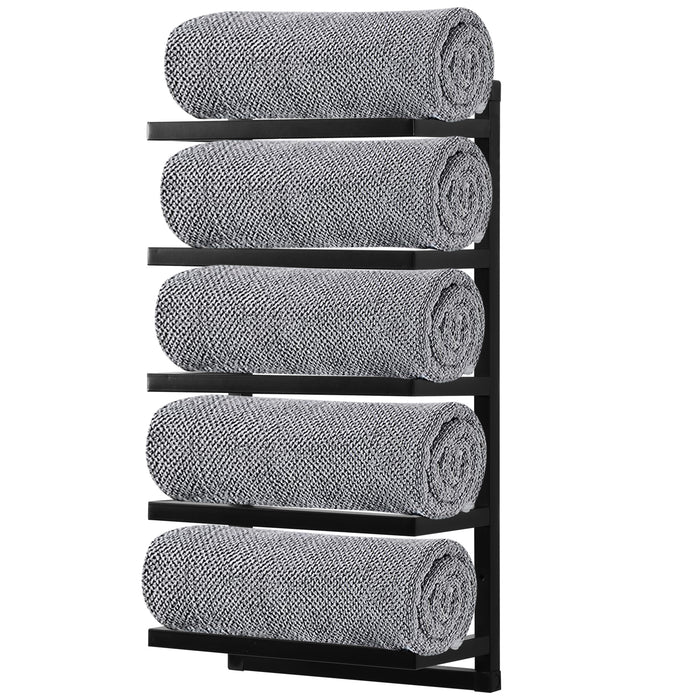 Wall Mounted Towel Holder in Black -
