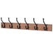 Oak Finish Heavy Duty 6 Double Coat Hooks Wall Or Door Mountable -
