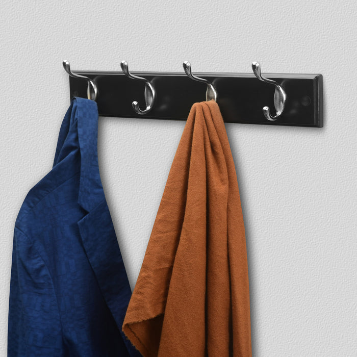 Double Coat Hooks on Black Mounted Board -