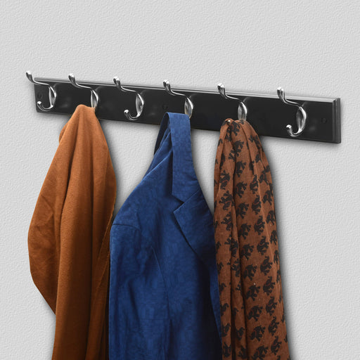 Double Coat Hooks on Black Mounted Board -