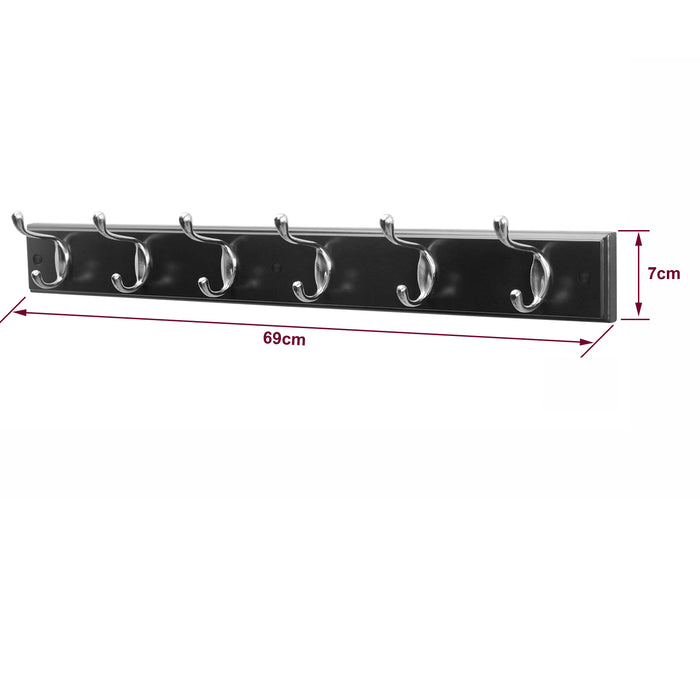 Double Coat Hooks on Black Mounted Board -