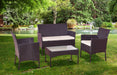 4pcs Steel & Plastic Rattan KD Sofa Set in Brown -