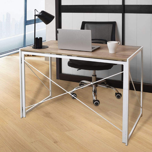 Folding Desk Table In White Powder Coating - 100 x 50 x 75cm -