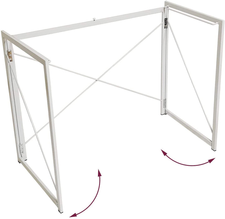 Folding Desk Table In White Powder Coating - 100 x 50 x 75cm -