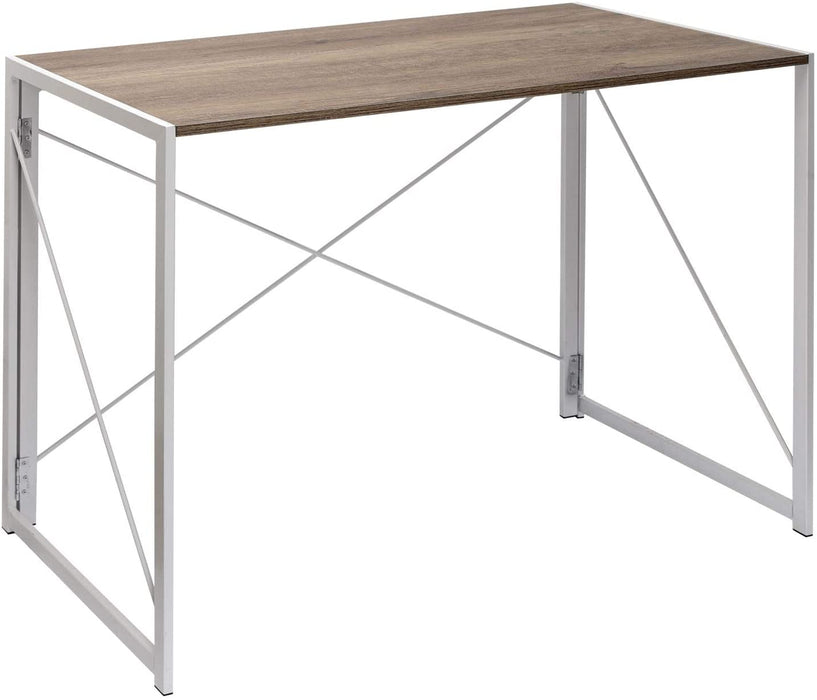 Folding Desk Table In White Powder Coating - 100 x 50 x 75cm -