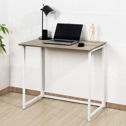 Folding Desk Table In White Powder Coating - 80 x 45 x 74cm -