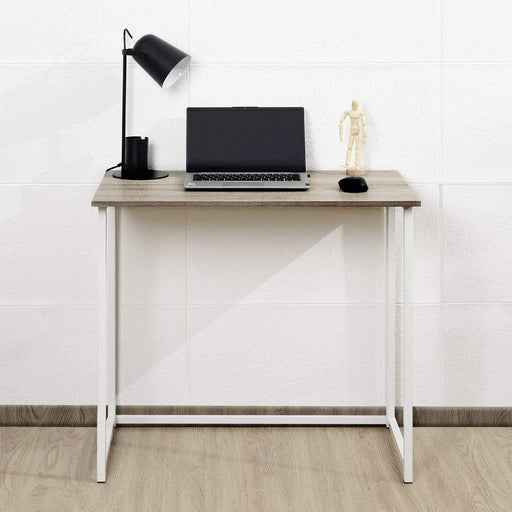 Folding Desk Table In White Powder Coating - 80 x 45 x 74cm -