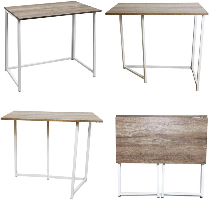 Folding Desk Table In White Powder Coating - 80 x 45 x 74cm -