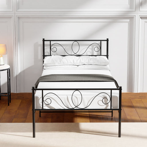 Metal Scroll Design Bed Frame in Black -