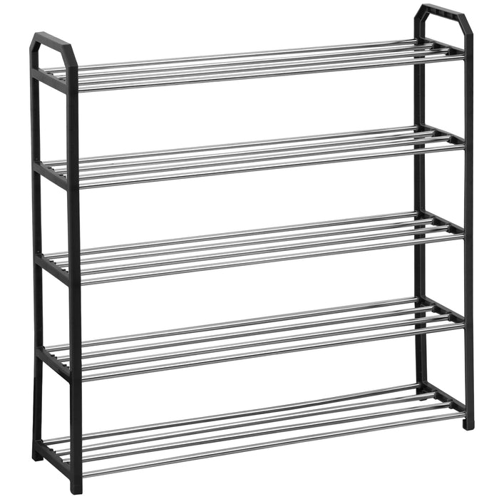 5 Tier Shoe Storage Rack - Black or Grey - Black