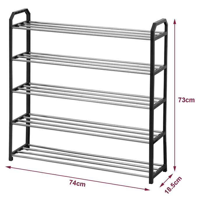 5 Tier Shoe Storage Rack - Black or Grey -