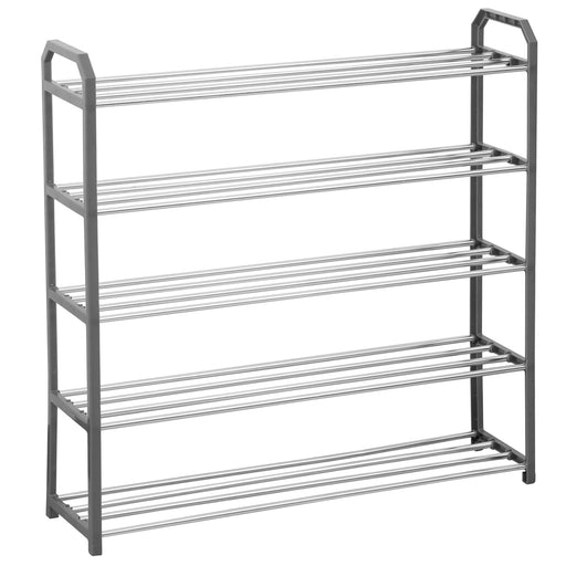 5 Tier Shoe Storage Rack - Black or Grey - Grey