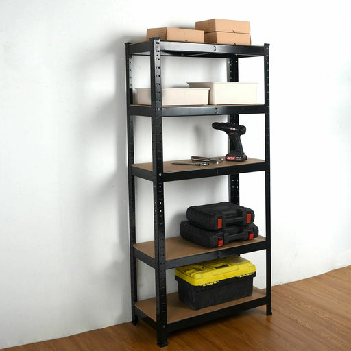 Heavy Duty Steel & MDF 5 Tier Racking Shelf in Black -