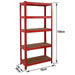 Heavy Duty Steel & MDF 5 Tier Racking Shelf in Red -