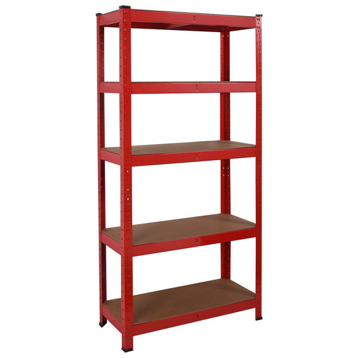 Heavy Duty Steel & MDF 5 Tier Racking Shelf in Red -