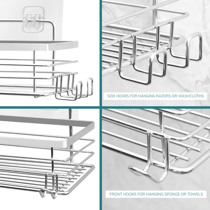 Set of 2 Self Adhesive Stainless Steel Shower Caddy -