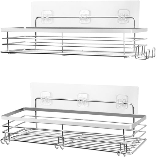 Set of 2 Self Adhesive Stainless Steel Shower Caddy -