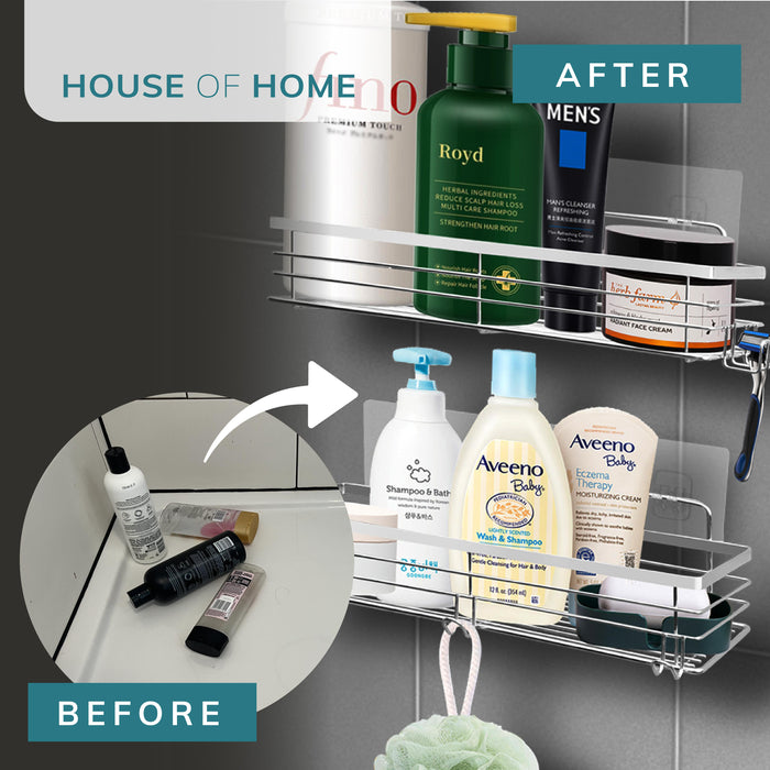 Set of 2 Self Adhesive Stainless Steel Shower Caddy -