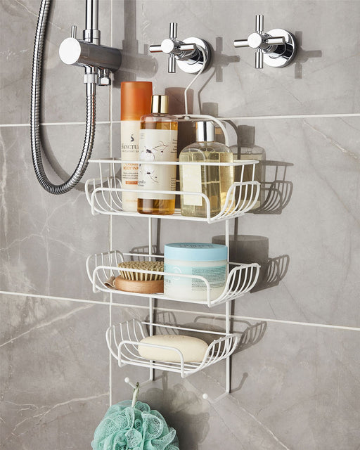 Shower Caddy in White Nano Powder Coating 3 Tier Hanging -