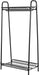Two Tier Vintage Style Black Steel Clothes Rack with Two Storage Shelves -