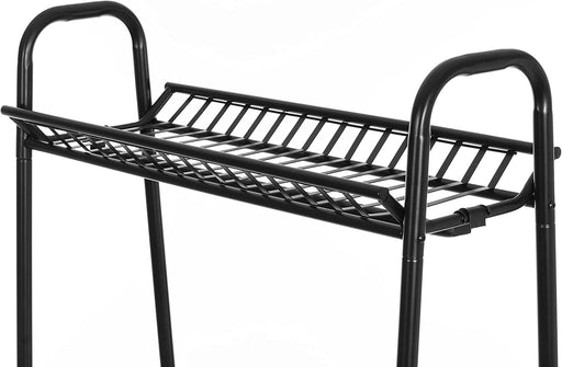 Two Tier Vintage Style Black Steel Clothes Rack with Two Storage Shelves -