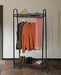 Two Tier Vintage Style Black Steel Clothes Rack with Two Storage Shelves -