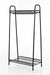 Two Tier Vintage Style Black Steel Clothes Rack with Two Storage Shelves -