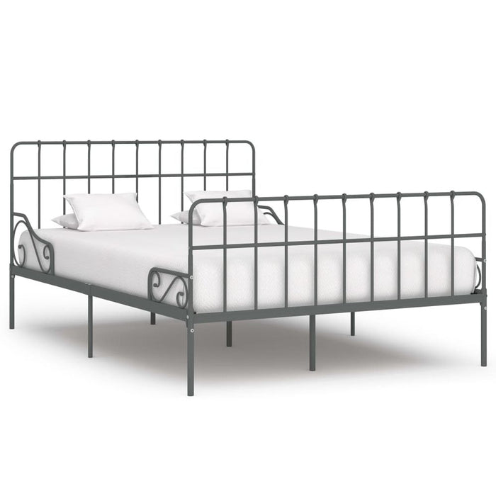 Bed Frame with Slatted Base Black White Grey & Pink Metal 90x200 cm to 200x200 cm - grey / 160 x 200 cm