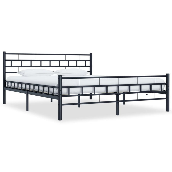 Bed Frame Metal 120x200 cm to 200x200cm in Black & White - black / 140 x 200 cm