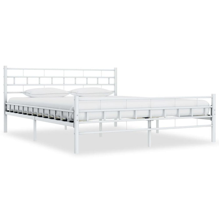 Bed Frame Metal 120x200 cm to 200x200cm in Black & White - white / 140 x 200 cm