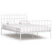 Bed Frame with Slatted Base Black White Grey & Pink Metal 90x200 cm to 200x200 cm - white / 140 x 200 cm