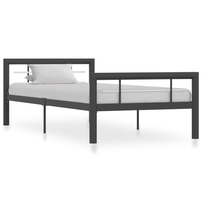 Bed Frame Metal 90x200 cm to 180x200 cm In Black, White & Grey - grey and white / 90 x 200 cm