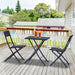 Rattan Garden Bistro Set Coffee 2 Wicker Weave Folding Chairs & 1 Square Table - Black / 60cm x 60cm x 72cm