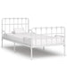 Bed Frame with Slatted Base Black White Grey & Pink Metal 90x200 cm to 200x200 cm - white / 90 x 200 cm