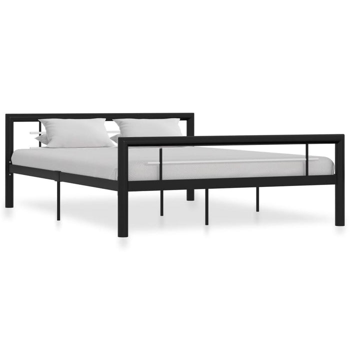 Bed Frame Metal 90x200 cm to 180x200 cm In Black, White & Grey - black and white / 120 x 200 cm