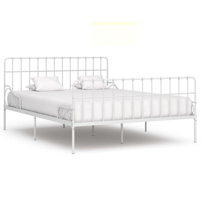 Bed Frame with Slatted Base Black White Grey & Pink Metal 90x200 cm to 200x200 cm - white / 180 x 200 cm