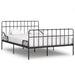 Bed Frame with Slatted Base Black White Grey & Pink Metal 90x200 cm to 200x200 cm - black / 160 x 200 cm