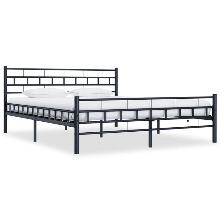 Bed Frame Metal 120x200 cm to 200x200cm in Black & White - black / 180 x 200 cm