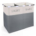 Lights and Darks Folding Laundry Sorter Basket Box Bag Bin Hamper Washing Cloths Storage 2 Compartments Metal - Light Grey