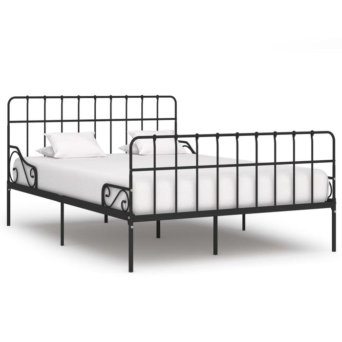 Bed Frame with Slatted Base Black White Grey & Pink Metal 90x200 cm to 200x200 cm - black / 140 x 200 cm