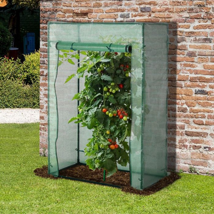 100 x 50 x 150cm Greenhouse Steel Frame PE Cover with Roll-up Door Outdoor - Green / 100cm x 50cm x 150cm