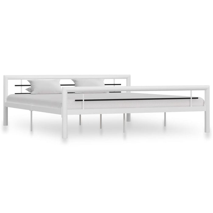 Bed Frame Metal 90x200 cm to 180x200 cm In Black, White & Grey - white and black / 180 x 200 cm