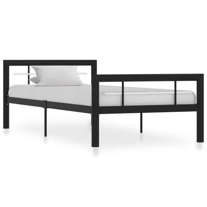 Bed Frame Metal 90x200 cm to 180x200 cm In Black, White & Grey - black and white / 100 x 200 cm
