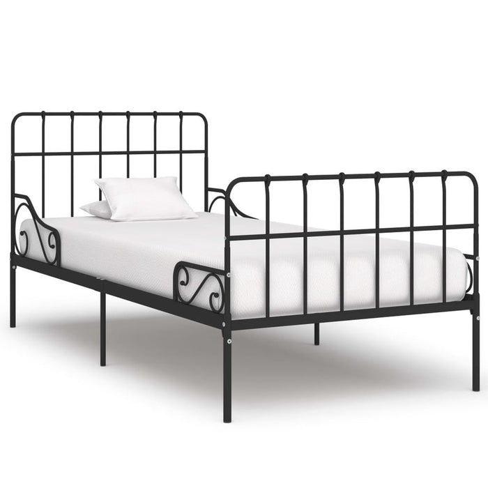 Bed Frame with Slatted Base Black White Grey & Pink Metal 90x200 cm to 200x200 cm - black / 90 x 200 cm