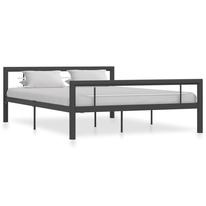 Bed Frame Metal 90x200 cm to 180x200 cm In Black, White & Grey - grey and white / 140 x 200 cm
