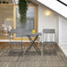 Rattan Garden Bistro Set Coffee 2 Wicker Weave Folding Chairs & 1 Square Table - Grey / 60cm x 60cm x 72cm