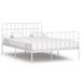 Bed Frame with Slatted Base Black White Grey & Pink Metal 90x200 cm to 200x200 cm - white / 120 x 200 cm